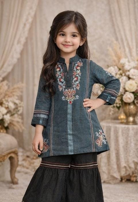 Design short shirt shrara trousers fabric camric cotton - Image 6