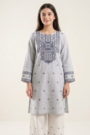 Elegant Grey Embroidered Kurta Set